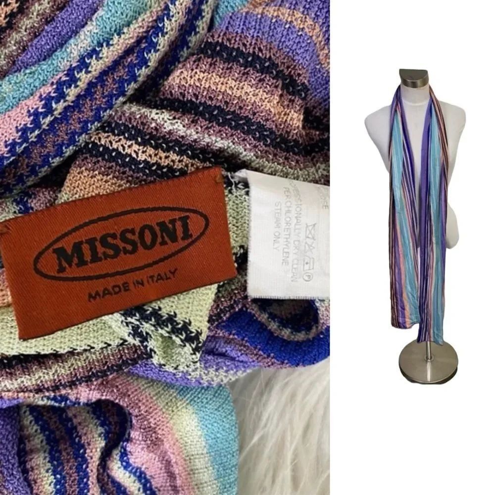 Missoni Multi-Color Striped Knit Long Scarf